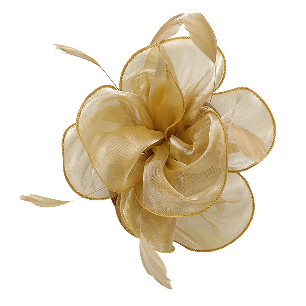 atorse ™ Women Flower Fascinator Hat 1920s Gatsby Bridal Headband Cocktail Party golden-picture-36