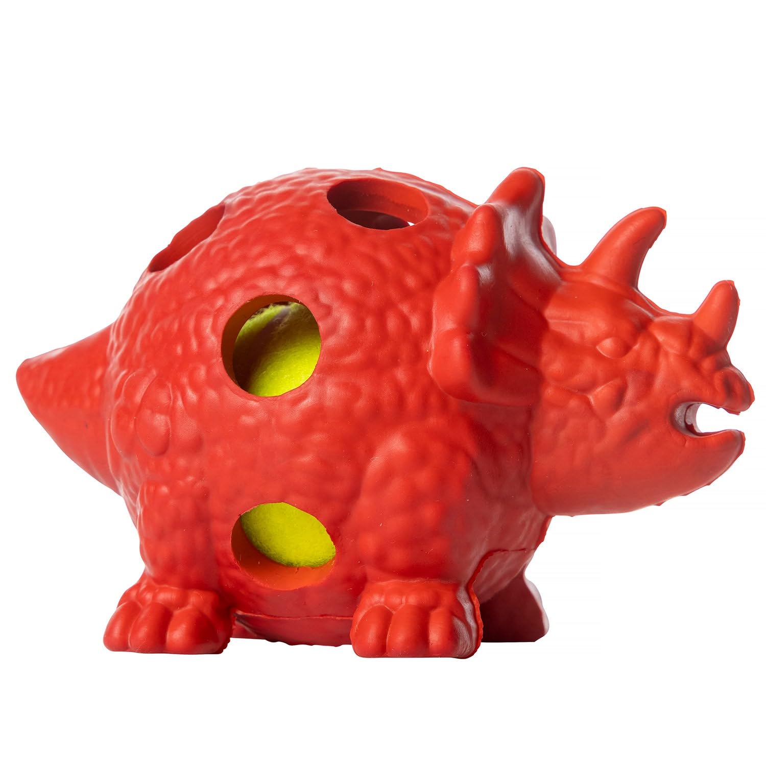 House of Paws Triceratops Dog Chew Toy for All Breed Sizes - Red