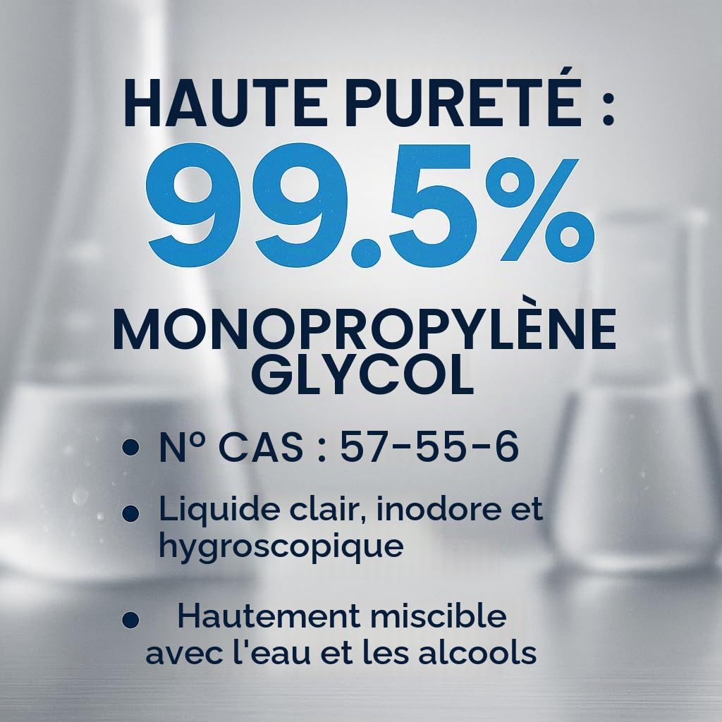 GiDeli Propylène glycol 99,5 %, 10 l, solvant monopropylène glycol (PG) pour cosmétiques, produits pharmaceutiques, industries, laboratoires et applications techniques