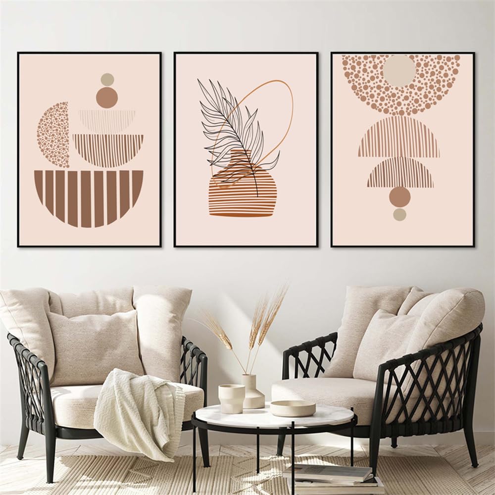 WBYZAC Botanical Posters-Abstract Boho Palm Geometric Lines Art Posters Prints Canvas Wall Pictures Home Paintings for Living Bedroom Kitchen Room Decor Artwork-60 * 70cm*3PCS (No Frame)
