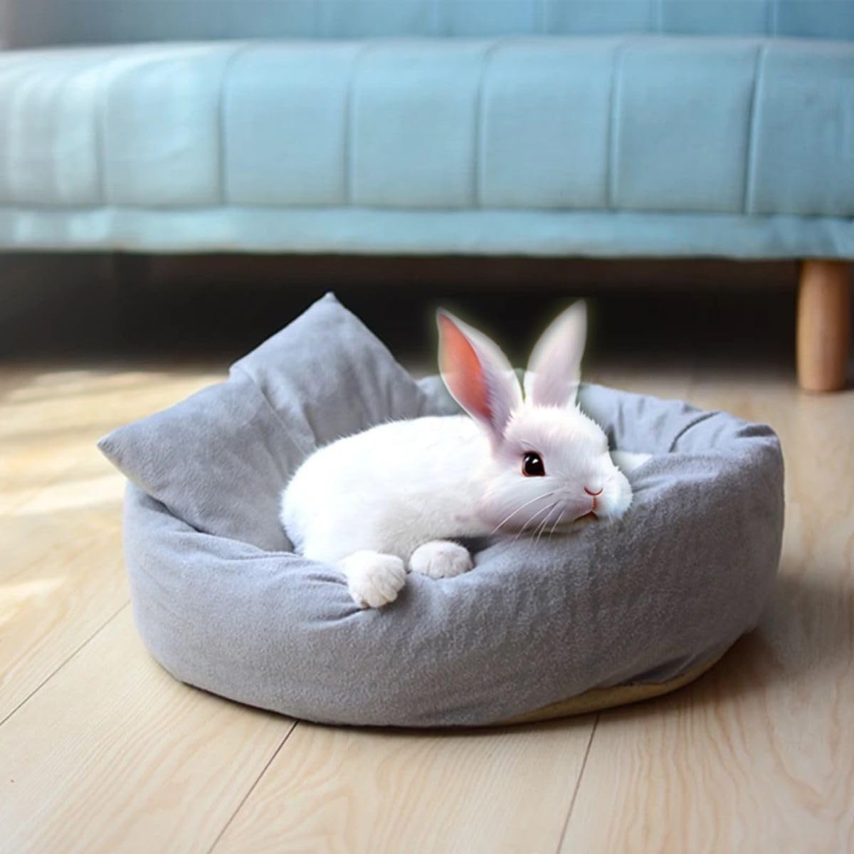 Rabbit Bed with Pillow Soft Warm Cushion for Small Animal Comfortable Sleep Mat Pad for Guinea Pigs/Hedgehog/Squirrel/Mice/Rats/Chinchilla/Hamster Nest House (X-Large)