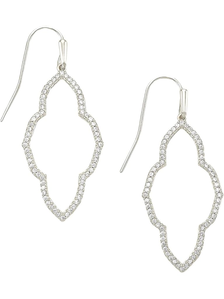 White Kendra Scott Abbie Small Open Frame Earrings