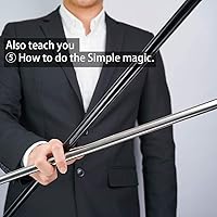 Vista 5 de Xfunjoy - Bastón mágico negro de 59 pulgadas con guantes gratis y video turorial para mago profesional en escenario de mago