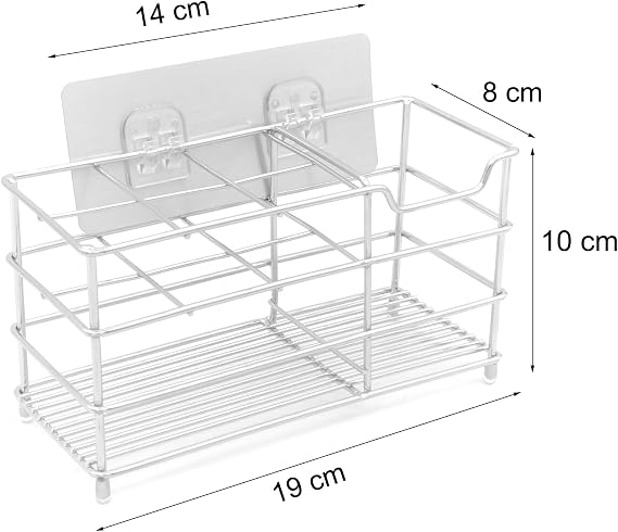 Stainless Steel Toothbrush Holder with 7 Slots – Stand/Wall-Mounted Bathroom Organizer for Razors, Shavers, Combs, and Electric Toothbrushes (Silver)