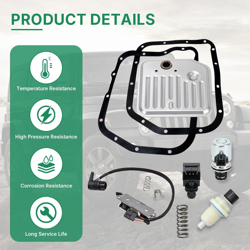 11Pcs Automatic Transmission Filter Gasket Kit Lock-up Solenoid Set Wire Harness 52118500AB For Jeep Grand Cherokee Dodge Ram 2500 52118789.