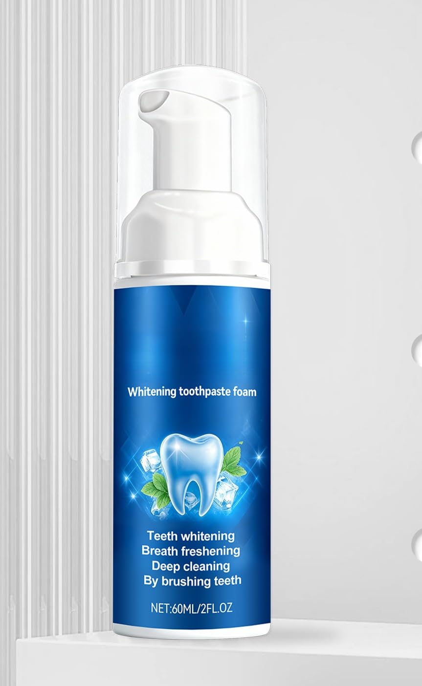 Espuma blanqueadora de menta portátil for iluminar los dientes diariamente, cuidado bucal refrescante, fácil de aplicar con cepillo, limpieza suave(2pcs)
