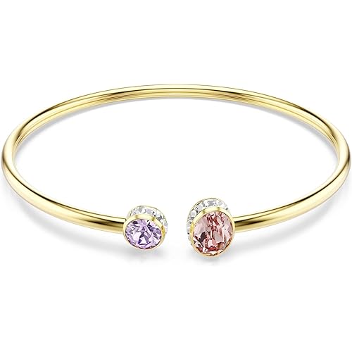 Swarovski Chroma bangle, Mixed cuts, Multicolored, Gold-tSwarovski One plated