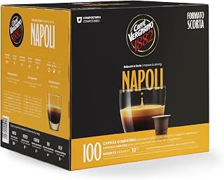 Caffè Vergnano 1882 - 100 Capsule - Caffè Compostabili e Compatibili con Nespresso, Napoli - Pack da 100 capsule