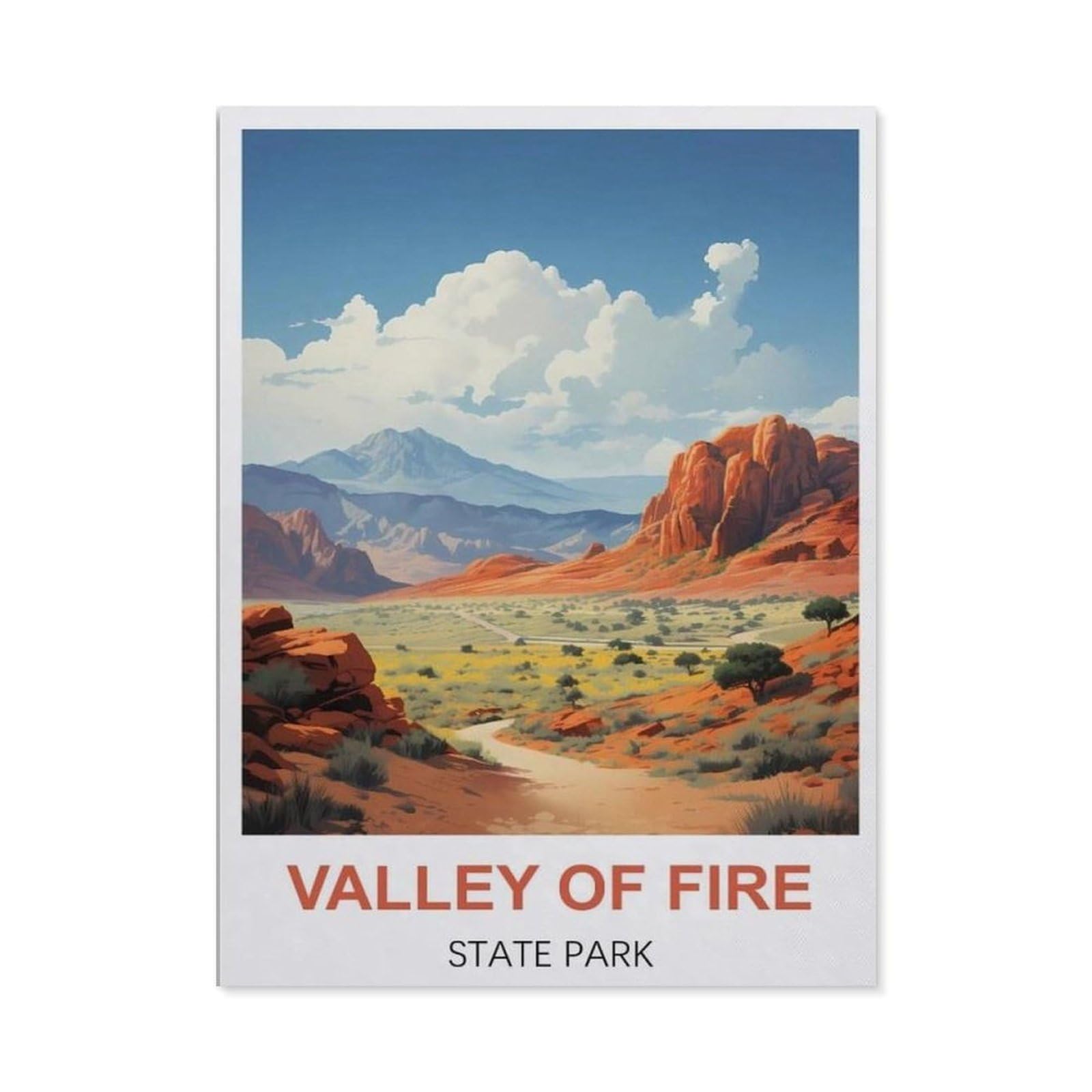 BEAYODKP 5D Diamond Painting，Valley of Fire State Park Vintage Travel Posters，Diamond Embroidery Cross Stitch（30 x 40 cm/11.81 x 15.74 inches）-CB71