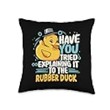 PC Rubber Duck Programmer Gifts Funny Programmer-Rubber Duck Debugging Throw Pillow, 16x16, Multicolor