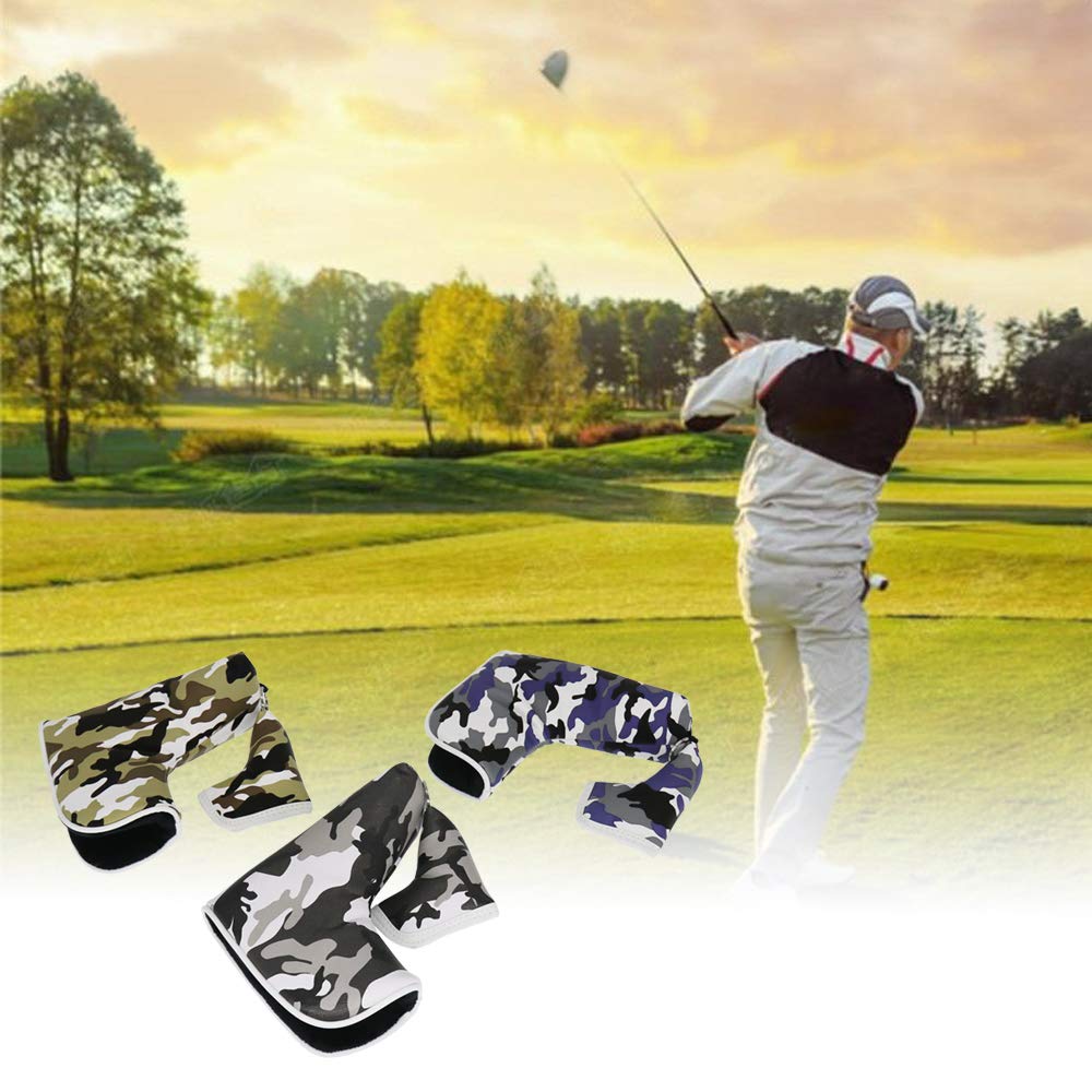Seacloud Golf Blade Putter-Abdeckung, Tarnmuster, Schlägerhaube, Schutz mit Magnetverschluss, Violett