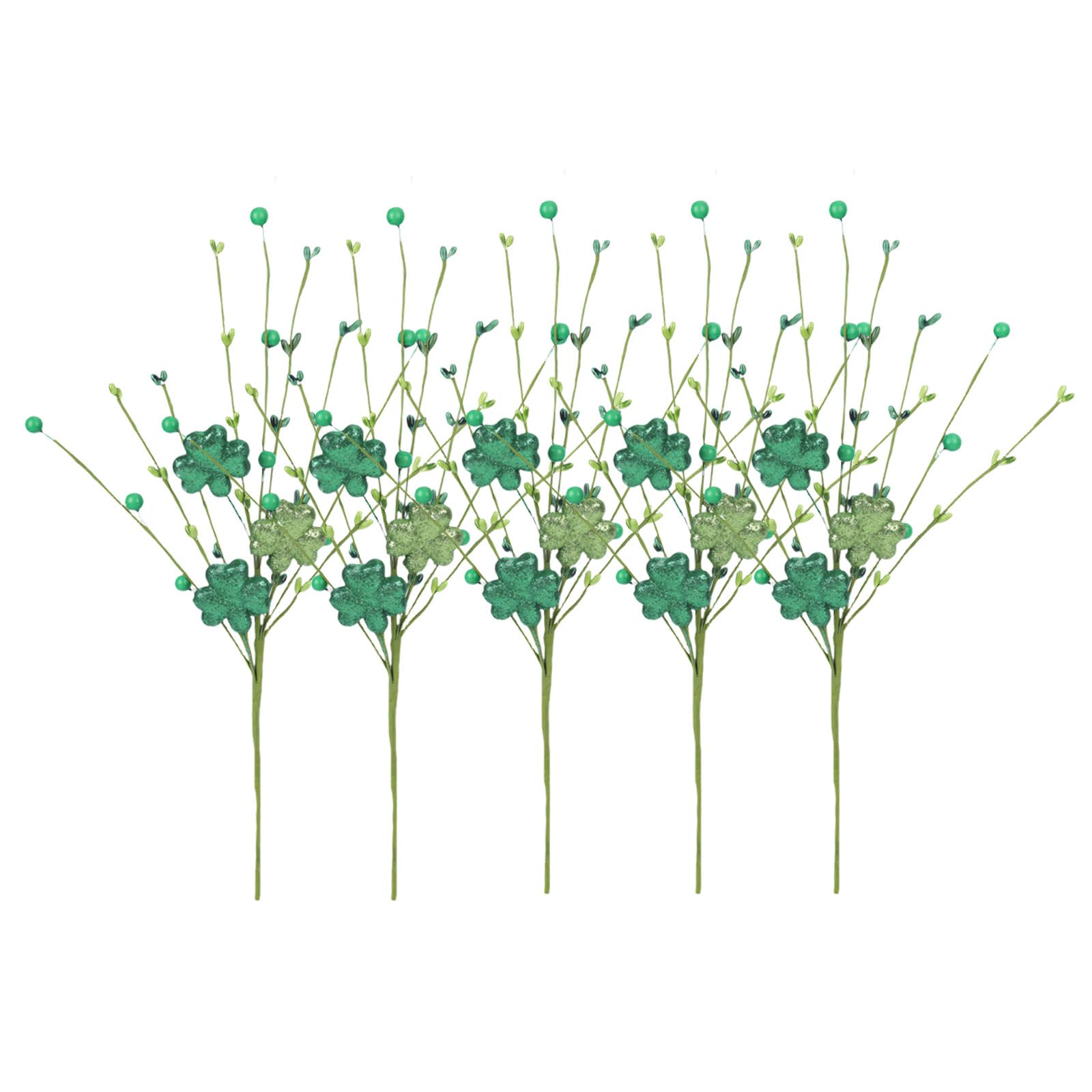 Nucelit 5 Elegant Handcrafted Shamrocks Branch Artificial Flower Arrangements for Offices Desk and Mantels Decoration Party Blossomy Arrangements