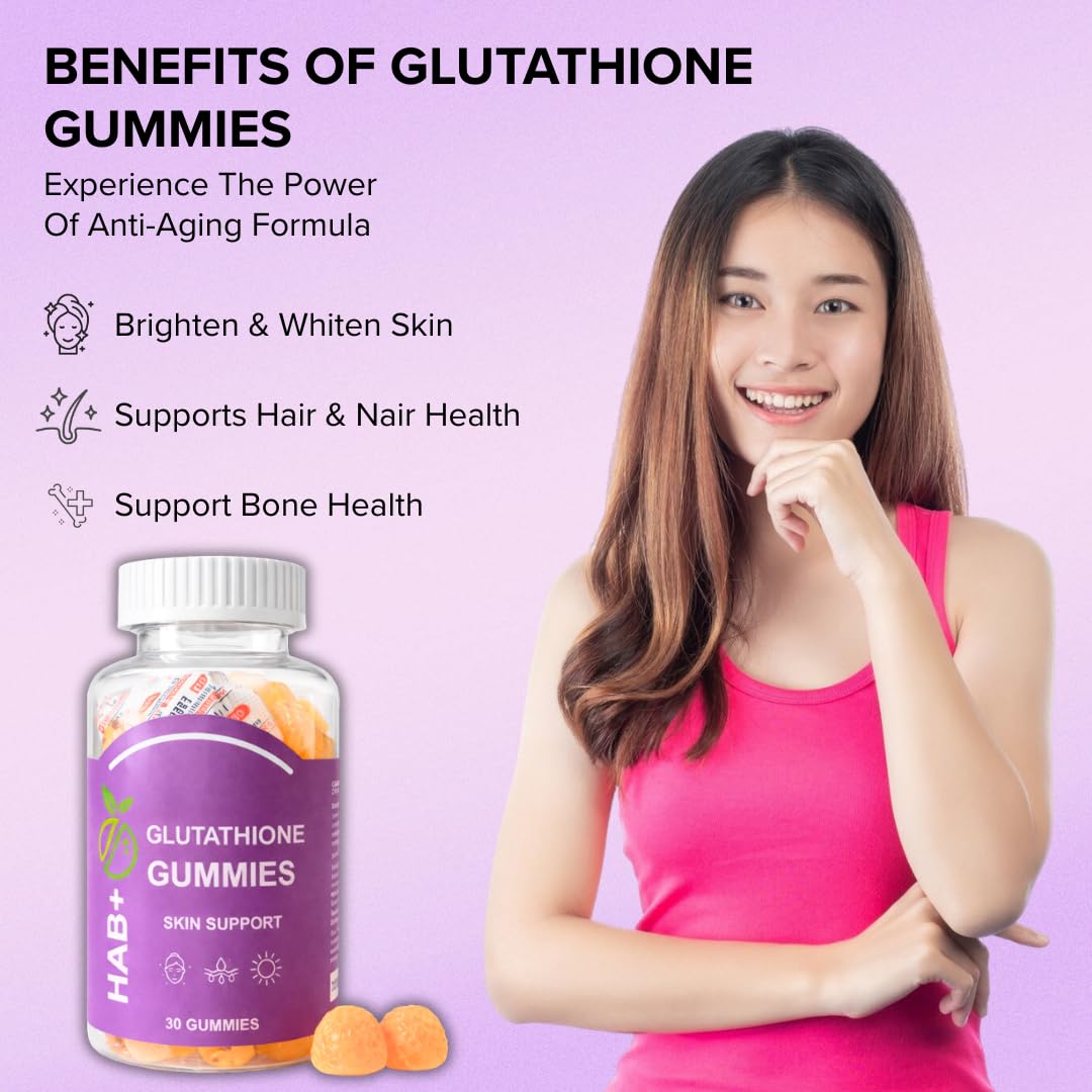 glutathione makes you sleepy HAB Plus Gummies 500mg with Vitamin C & Biotin, Antioxidant Skin Support Supplement for Women & Men, Mango Flavour Veg Gummies, 30 Count, Immune & Beauty Support Health & MOTS-c Peptide Dosage Calculator Scars & Dark Spots Size:10/10mg