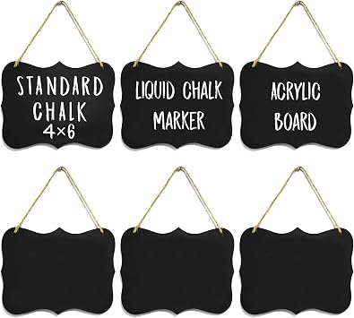 PONDON 6 Pcs Acrylic Chalkboard Signs 4 X 6 Inches Double-Sided, Great for Standard Chalk and Liquid Chalk Marker, Ideal for Memo Boards