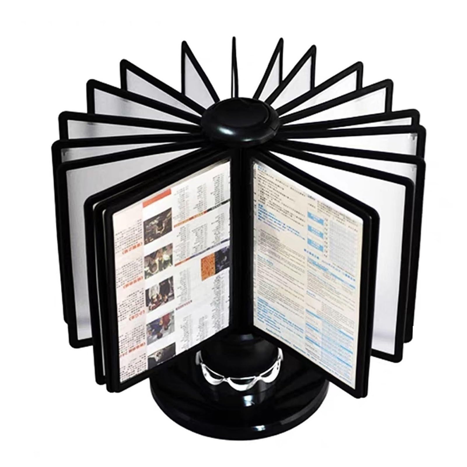 JYBNBBE Folder Flip File Holder, Desk Reference Organizer 20 Double-Sided Panels 40 Sheet Capacity Black And Grey,Black-20 pages