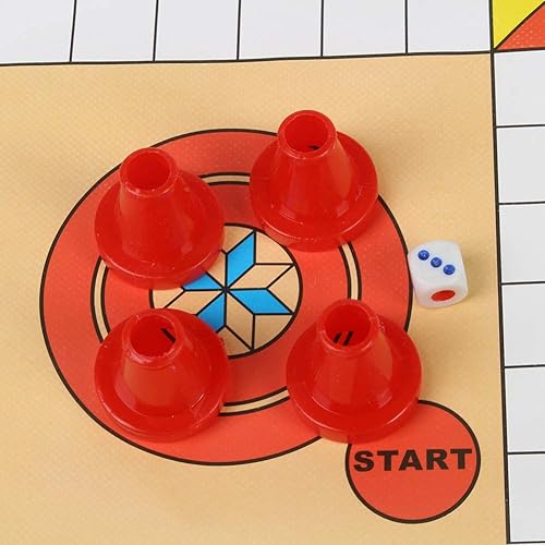 Miniatura 6 de Zerone Juego de mesa Ludo de 23.6 x 17.7 pulgadas, tela no tejida, plegable, juego de serpientes y escaleras para 3-8 años, 4 jugadores