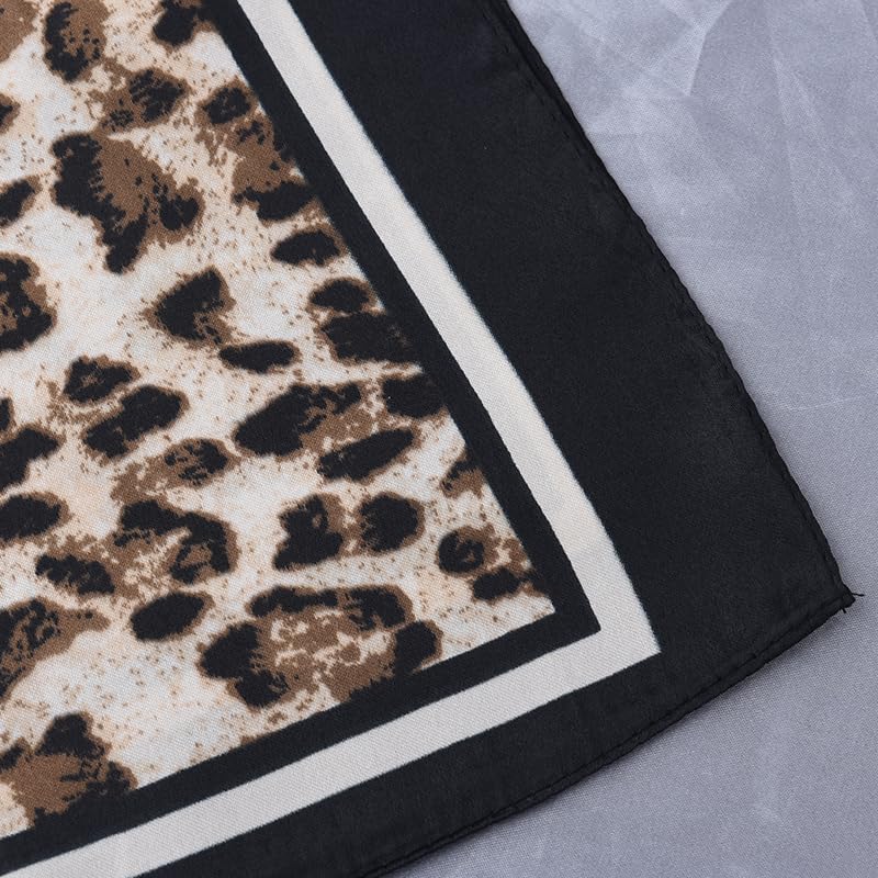 YALLNASL Leopard Print Silk/Chiffon Fashion Scarf for Women - Animal Print Head Scarf, Neck Scarf, Hair Scarf, Belt, Dress Scarf3