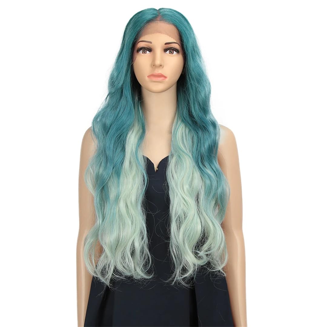 Parrucche Cosplay Sintetiche Prepizzicate Ombre Lunghe Ondulate Per Le Donne CELADON4 150%#13 * 6#30inch