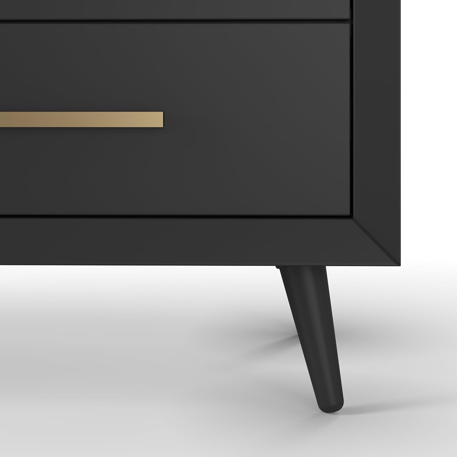 Child Craft Cranbrook 6-Drawer Double Dresser, 52.9" W Mid-Century Modern Nursery Dresser with Mitered Corners, Metal Handles, Ebony