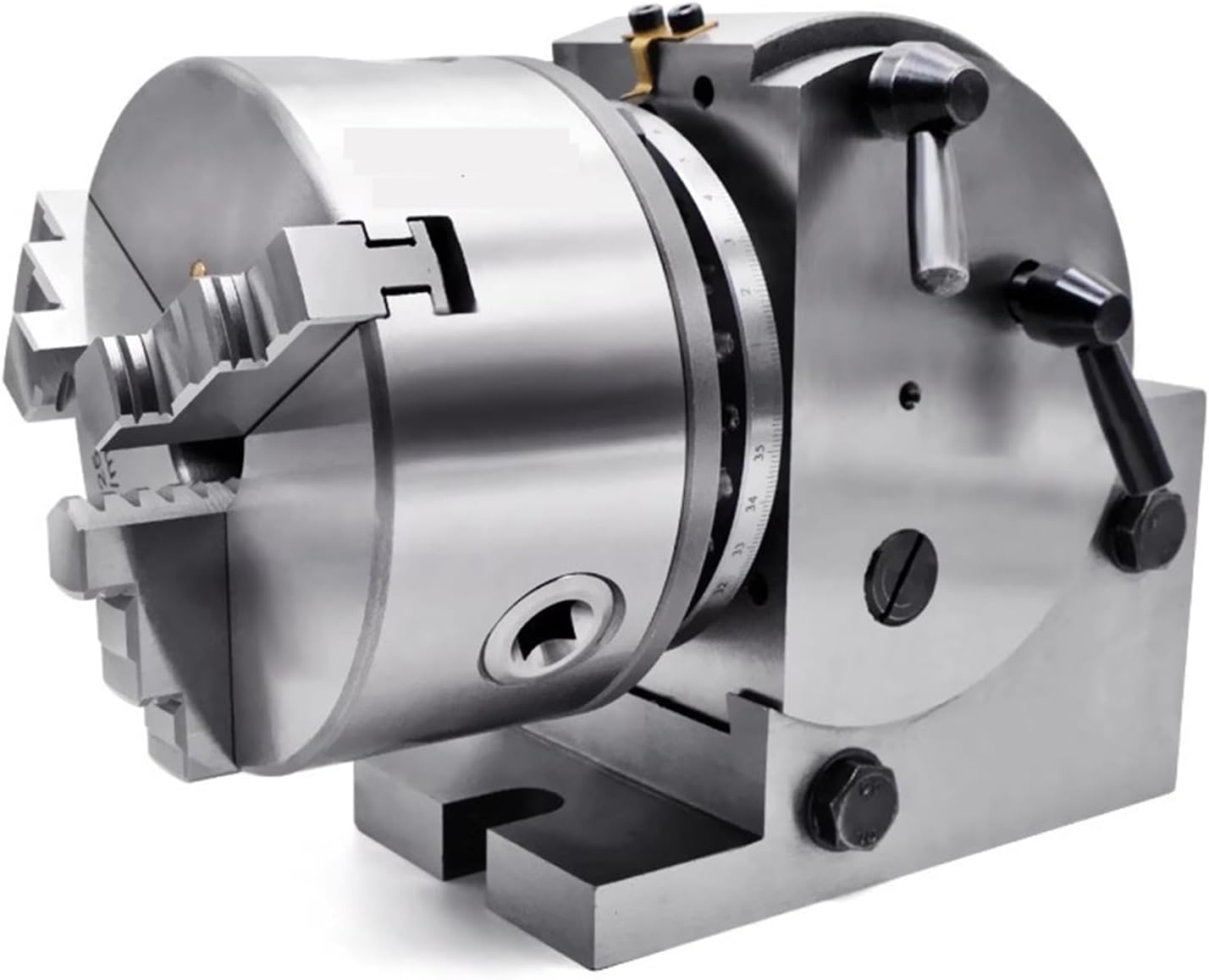4/5/6 Inch Chuck Indexing Head Set Precision Half Indexing Head Suitable for Milling Machine Rotary Table Tailstock Milling Kit (4 inches Chuck)