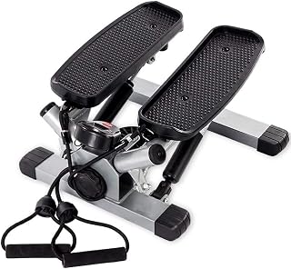 Mini-Stepper Swing Stepper Twist Stepper Mini Step Machine with Resistance Bands Home Mute Stair Fitness Machiner Free Installation for Indoor Workout