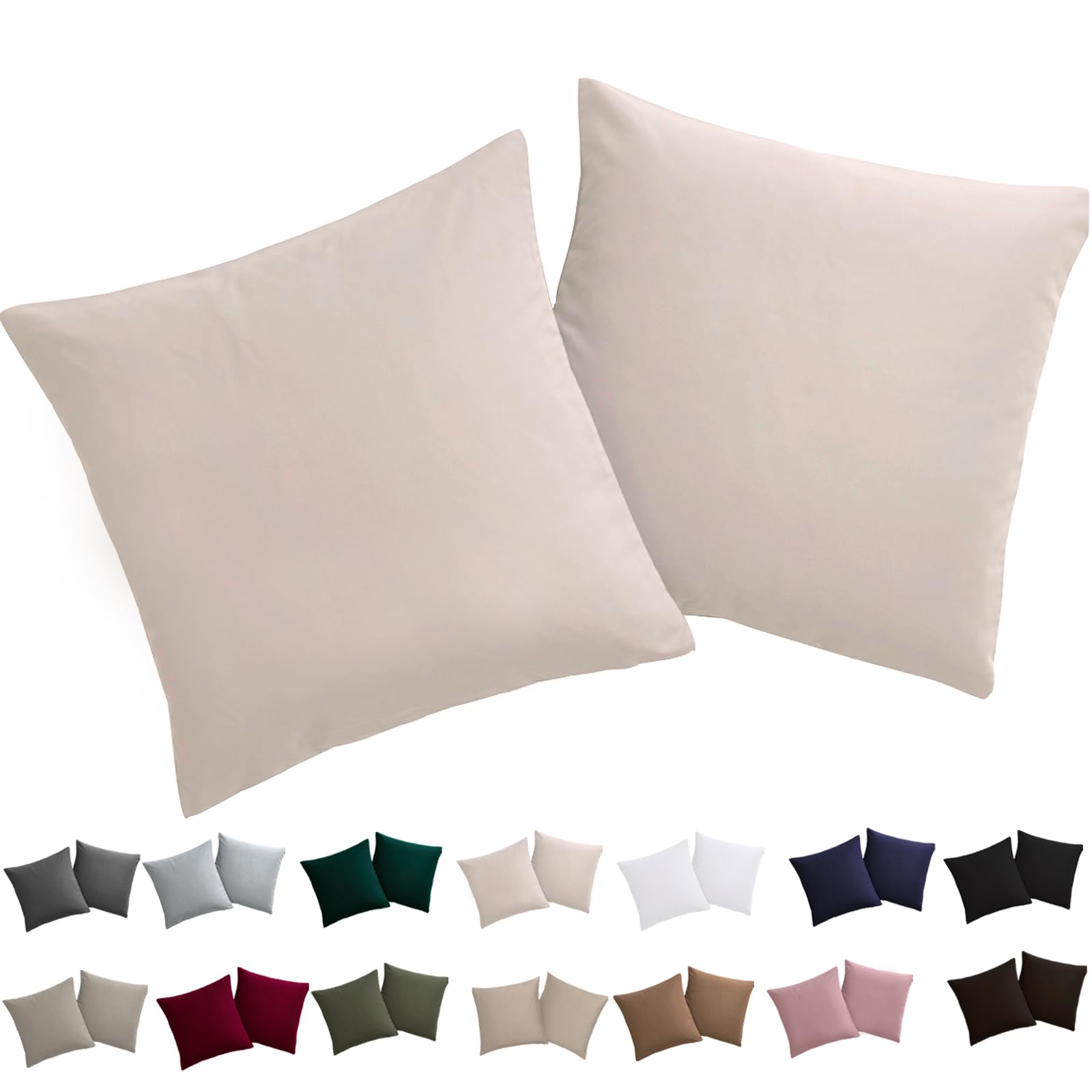 Soifox 2er Set Kissenbezug Mikrofaser weich und angenehm bügelfrei & knitterfrei