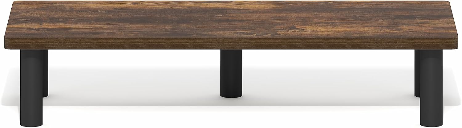 Furinno Turn-N-Tube Monitor Stand Riser, 23.6" Wide Rectangle Monitor Riser, Laptop Stand for Desk, Office Desk Accessories, Desktop Organizers and Accessories, Toolless Assembly, Amber Pine