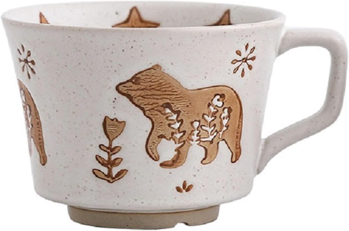Ceramic Coffee Cup Mug with Handle 350mL for Cappuccino Latte Espresso Beverage (B-bear)