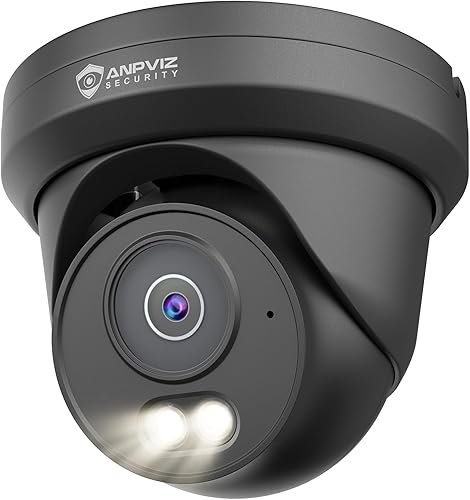 Anpviz Cámara IP PoE de 6 MP negra, cámara IP de seguridad de torreta de metal completo para exteriores e interiores, visión nocturna inteligente de