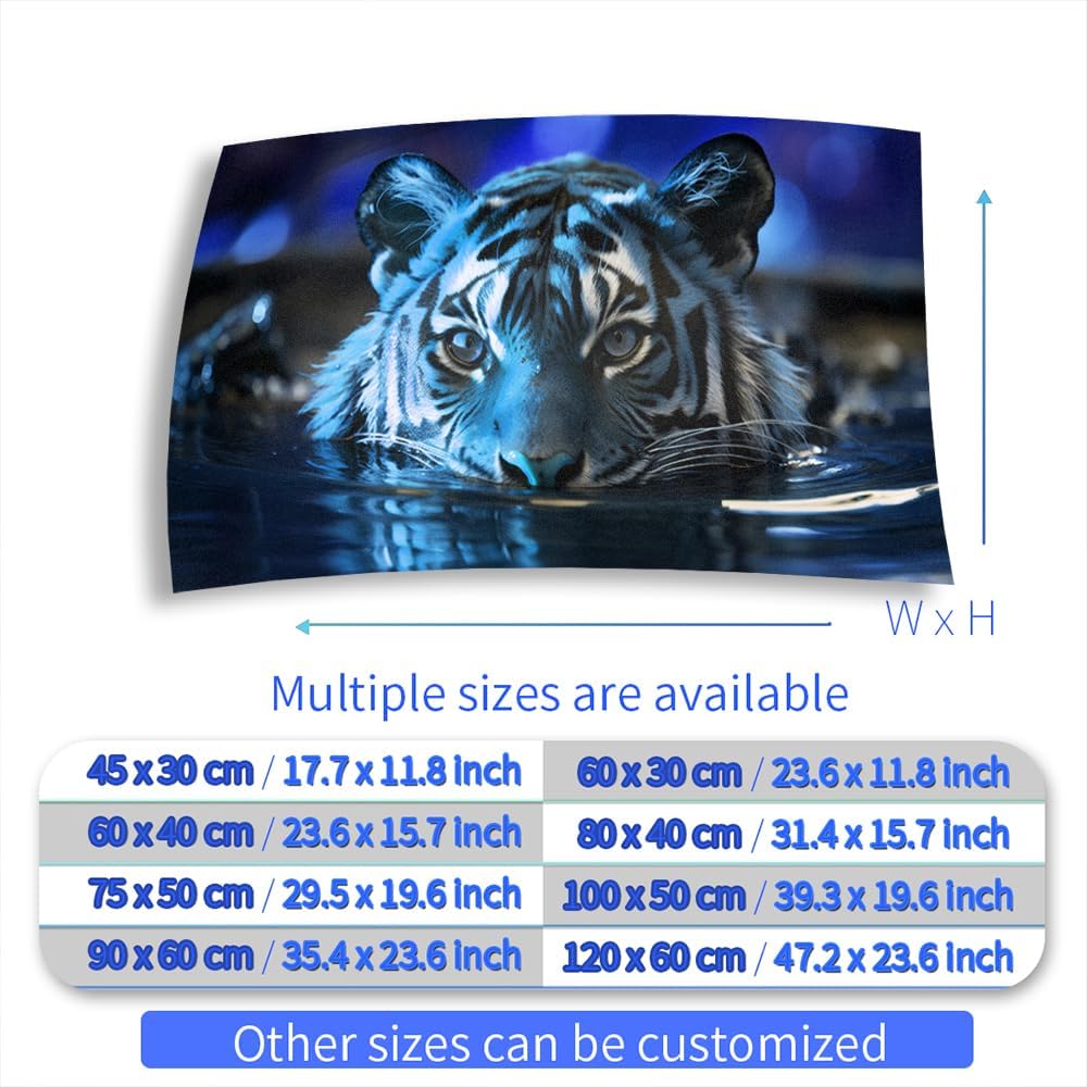 Aquarium Background Stickers - Tiger, Blue, Water, Reflection Self-Adhesive Fish Tank Reptile Terrarium Decor Poster (120 x 60 cm / (47.2 x 23.6 inches))