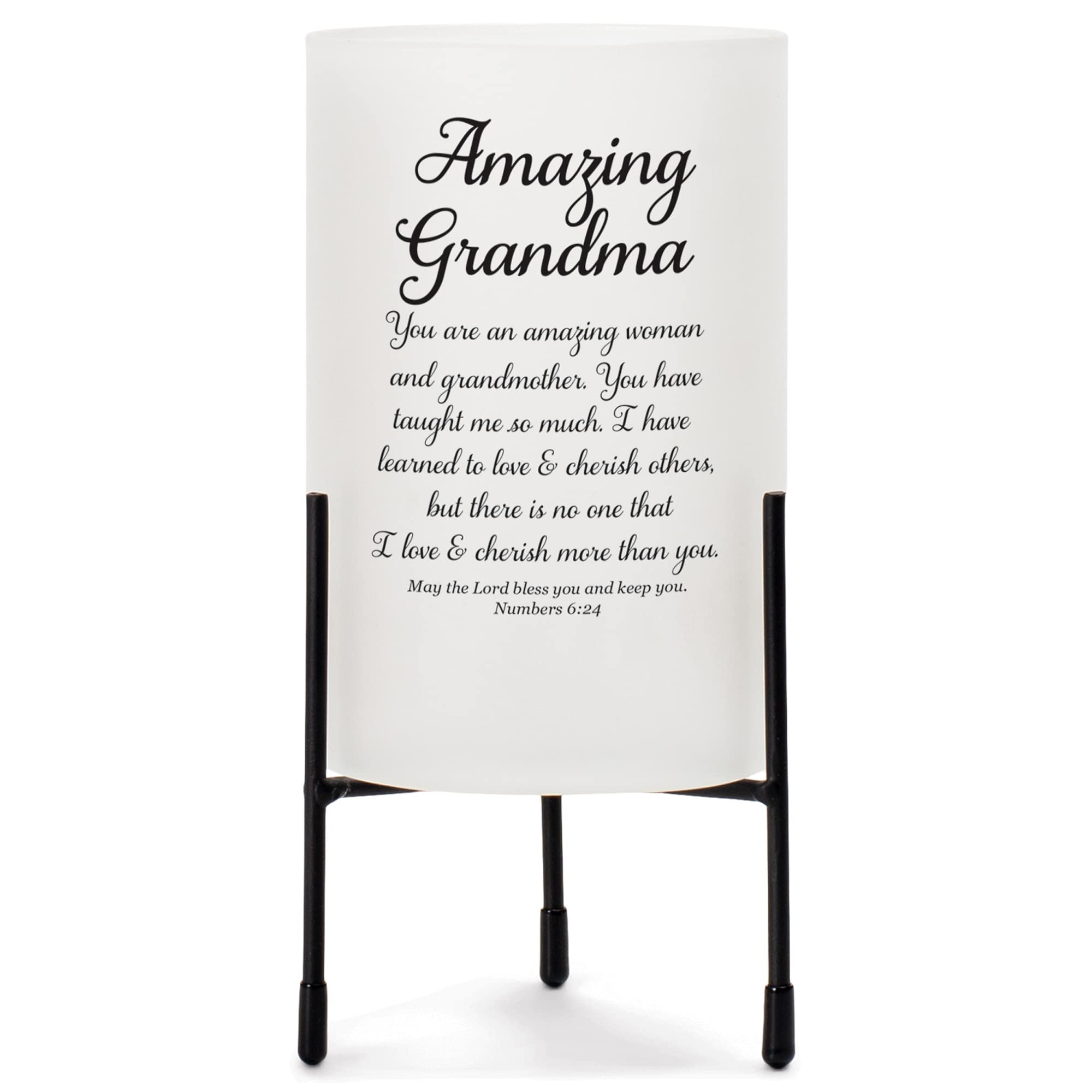 Elanze Designs Grandma Scripture White 8 inch Glass Hurricane Candle Holder