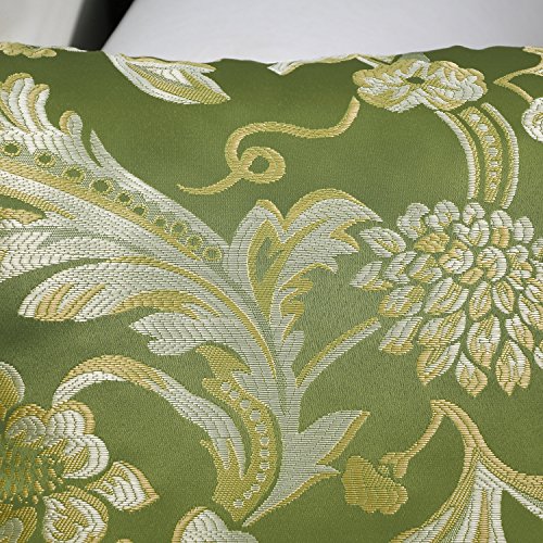 Calitime Pack Of 2 Throw Pillow Covers Cases For Couch Sofa Home Decor Vintage Floral Leaves 18 X 18 Inches Olive Green #TOP5