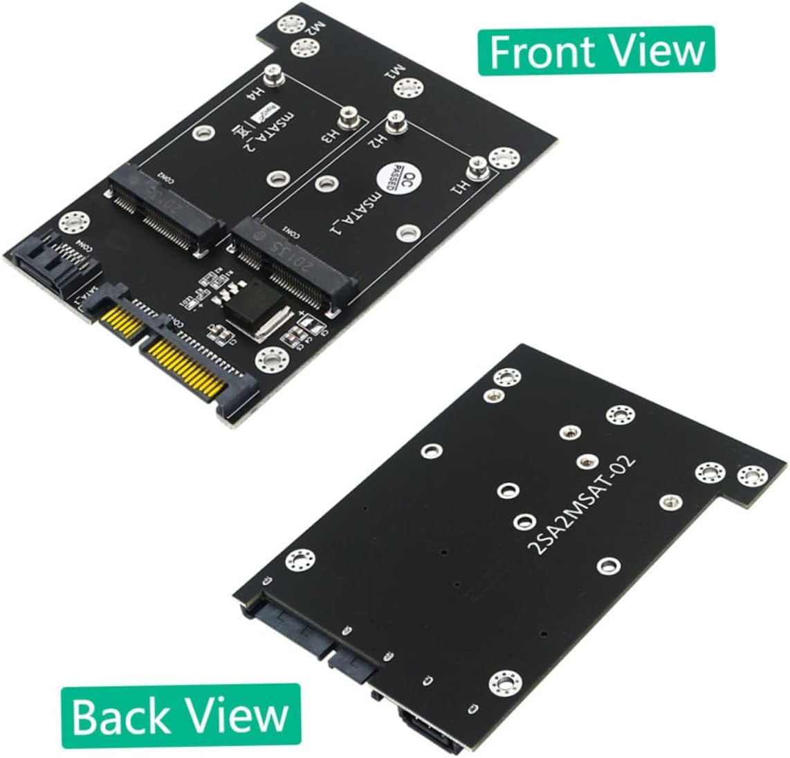 Mikikit Dual Msata to Adapter Card for High-Speed Interface with Blue LED Power Indicator Transparent Support Compatible with Dual Msata for Computer Internal Expansion