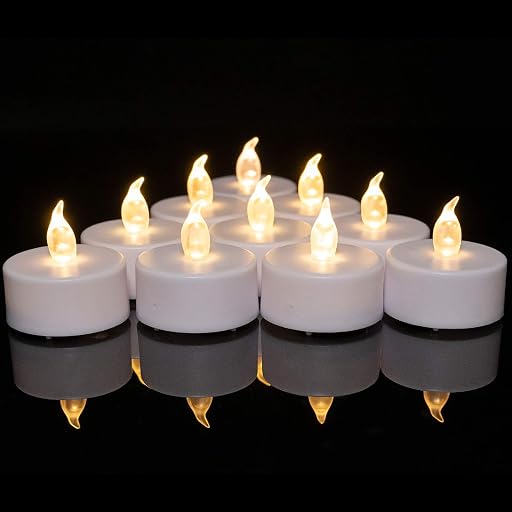 Battery Operated Tea Lights Candles: 24 Pack Realistic and Bright Flickering Holiday Gift Flameless Candles LED Electric Tea Candles for Seasonal & Festival Party Home Decoration (Warm White)