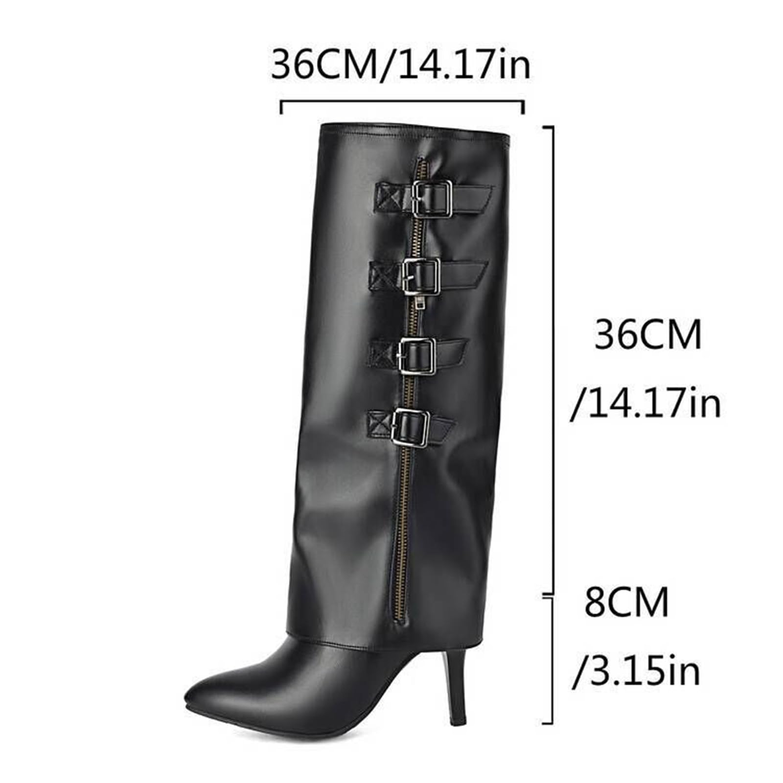Défilé Galerie Tube Bottes Côté Zip Talons Hauts Bottes De Mode Boucle De Ceinture Bottines 8CM