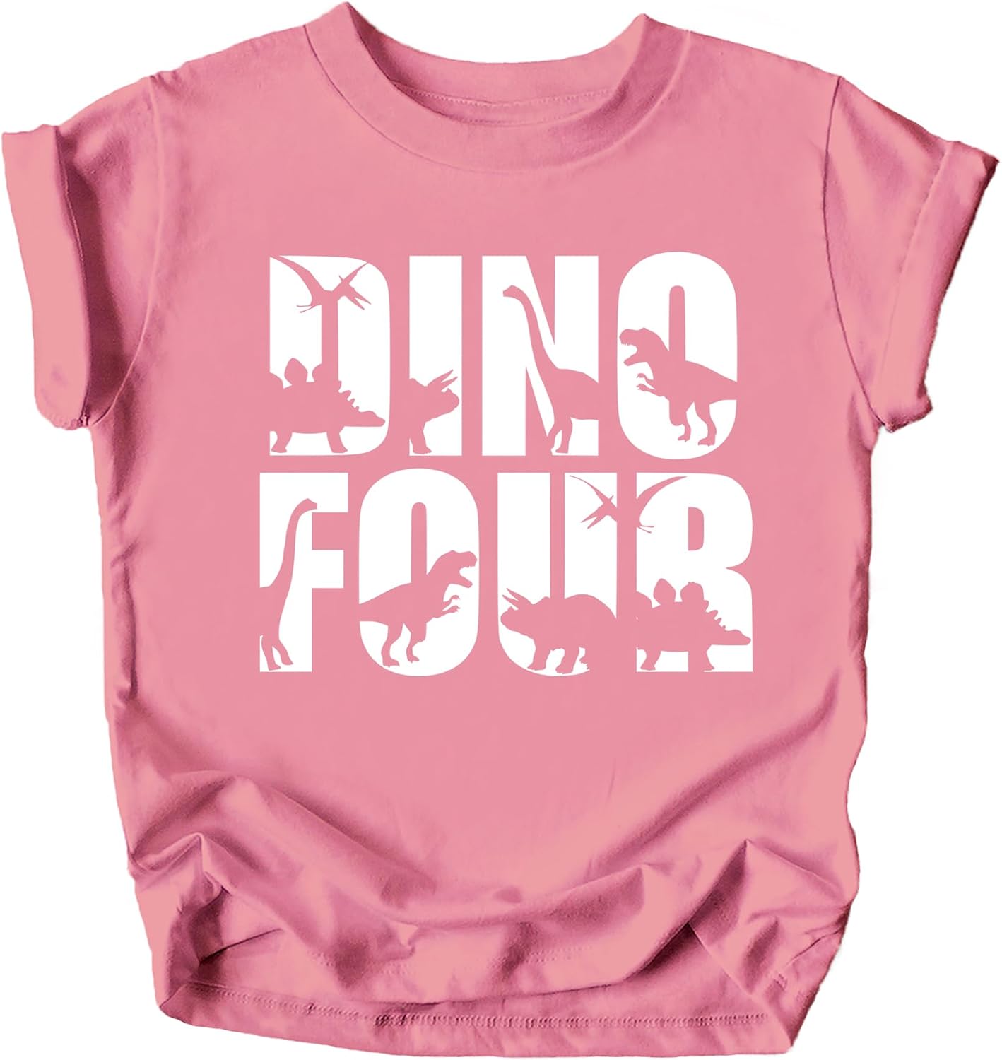 Olive Loves Apple 4th Birthday Dinosaur Shirt Dino Four for Toddler Girls and Boys