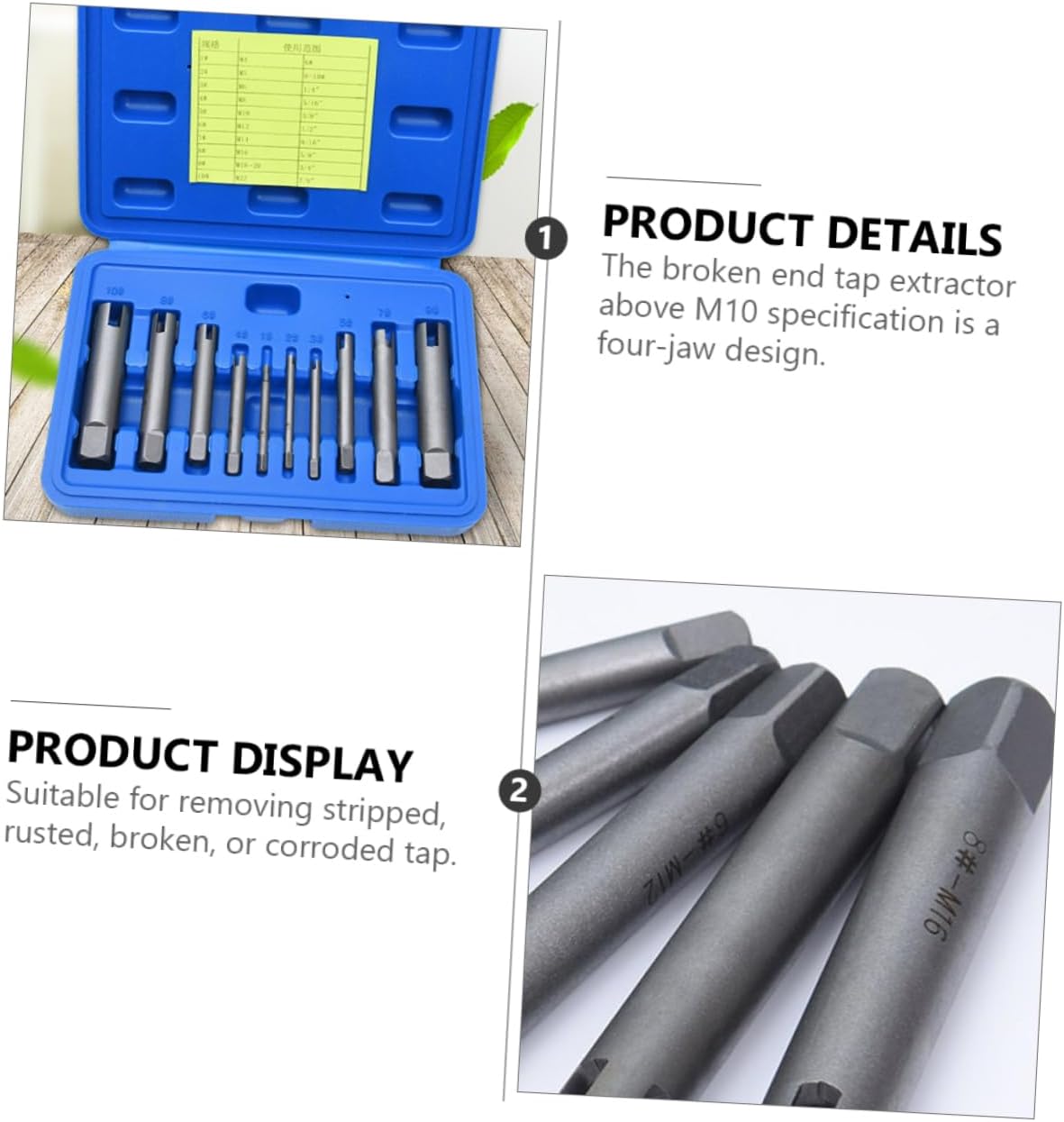 Mikikit 10Pcs Screw Extractor Kit for Broken Screws Bolts Durable Set with Box for Stripped Rusted Fasteners High Hardness Tool Set