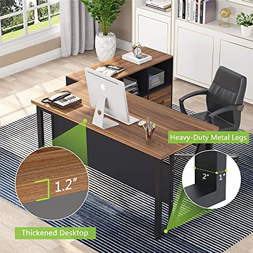 Tribesigns 55 Inches Executive Desk And 43" Lateral File Cabinet, L-Shaped Computer Desk Home Office Furniture With Drawers And Storage Shelves, Office Table With Cabinet,Rustic #TOP1