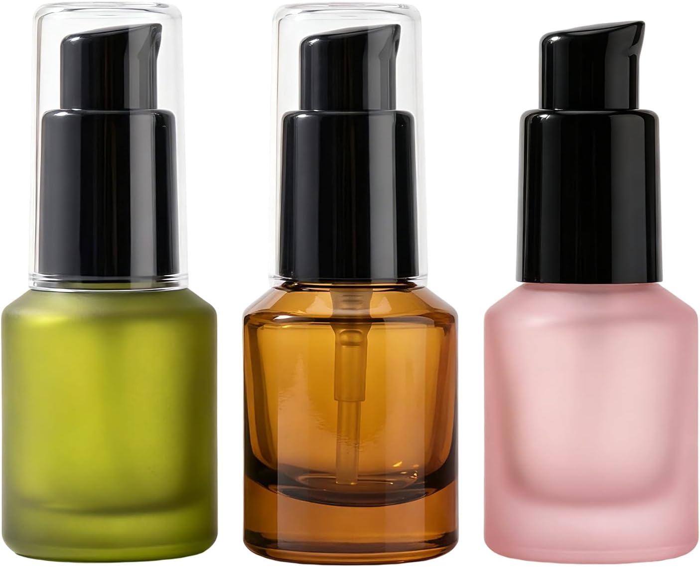 3 Pcs 15ml Glass Travel Pump Bottles Refillable Lotion Toiletries