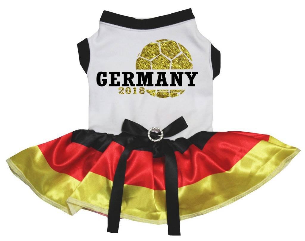 Tutu coton blanc chiot avec haut rouge Allemagne 2018 pour look canin unique