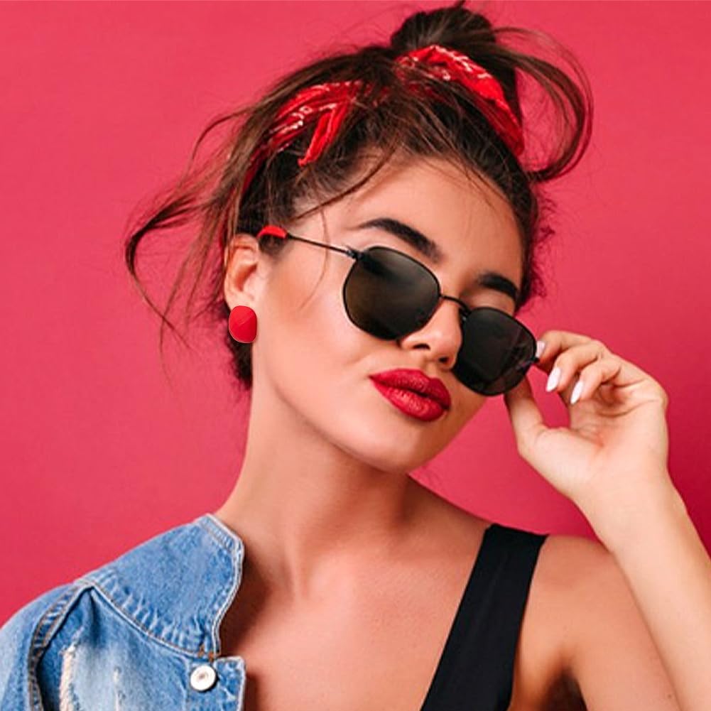 ANATTASOUL Small Square Button Earrings Pure Colors Geometric Acrylic Stud Earrings Square Post Delicate Pierced Earrings Jewelry Gift for Women Christmas Birthday Party Weeding Anniversary Valentine's Day Gift - Image 3