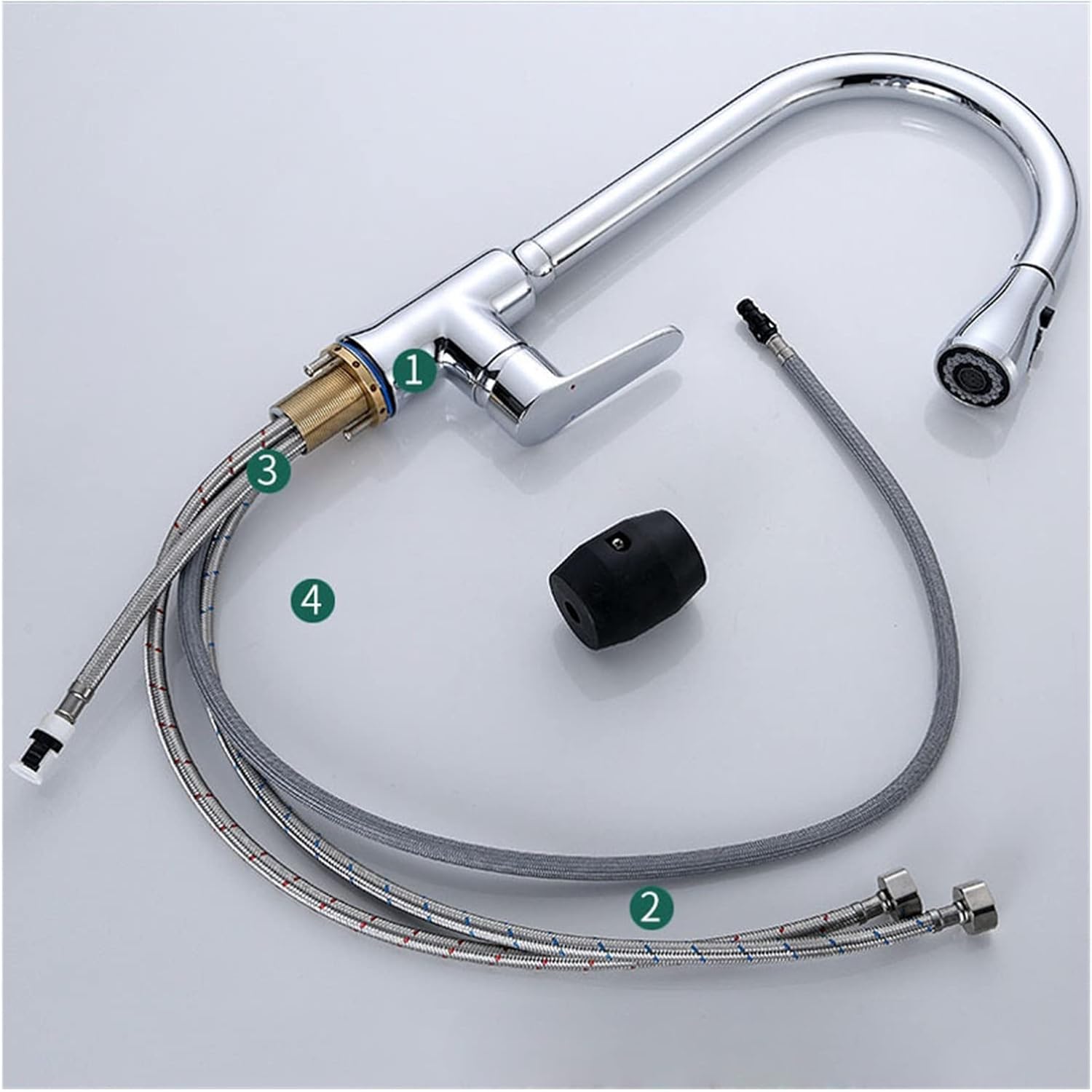 Pull Out Kitchen Sink Faucet Deck Mounted Stream Sprayer Kitchen Mixer Faucets Chrome/Black Bathroom Kitchen Hot Cold Tap(1)