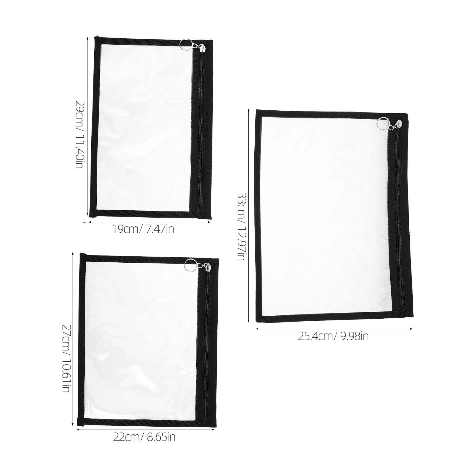 Angoily 12 pezzi in PVC trasparente con cerniera, astuccio portapenne trasparente, organizer per documenti in plastica, portaoggetti da viaggio, portaoggetti per cancelleria, puzzle per ufficio e
