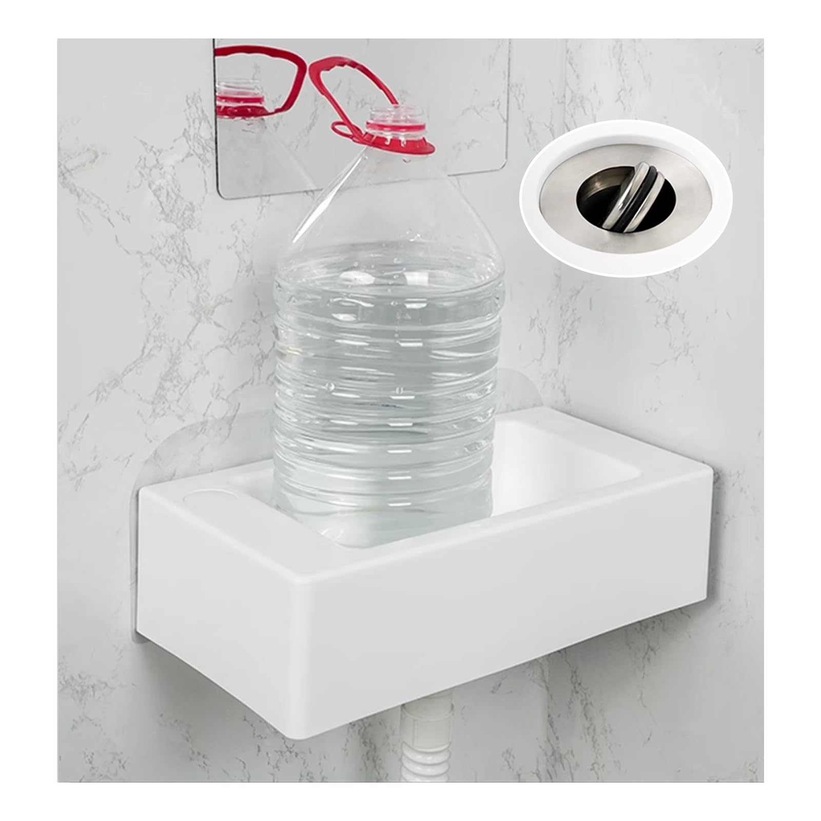 Lavabo Suspendido,40x20x11cm(WxDxH),Blanco rectángulos plástico Lavabo,que es ligero,Lavabo artístico para cualquier lavadero, hogar o sala de calderas (B)