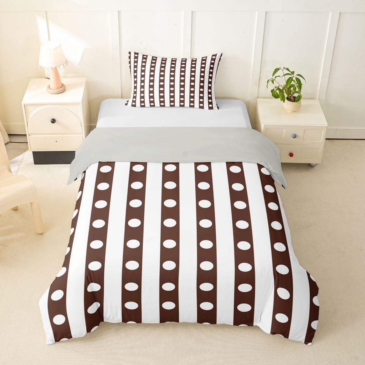 Feelyou Kids Boys Girls Polka Dots Duvet Cover Twin Size