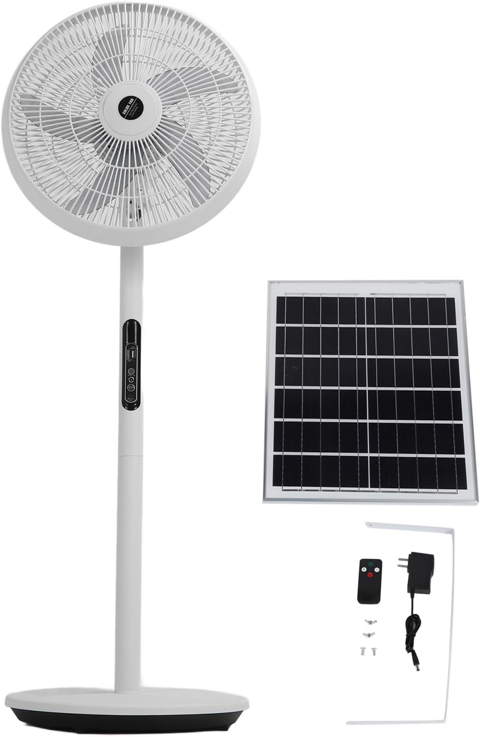 Haofy Oscillating Fan, 3 Speeds Quiet Remote Control Solar Battery Powered 18000mAh Pedestal Fan with Anti Slip Base, for Home Office Camping