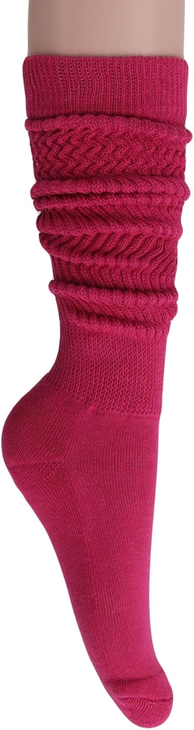 AWS/American Made 6 Pairs Heavy Slouch Socks for Women Long Cotton Socks Shoe Size 5-10