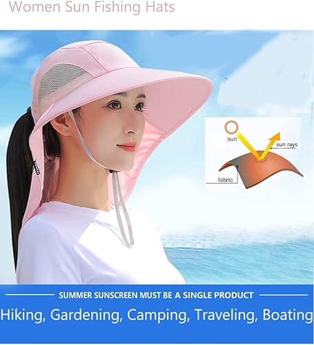 Miniatura 7 de KORADI Sombreros de pesca solar para mujer, ala ancha, protección UV, plegable, sombrero de verano con solapa desmontable