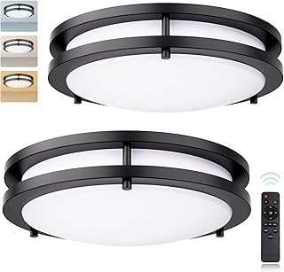 Kalium LED Ceiling Light with Remote 2 Pack 13 Inch Flush Mount Ceiling Light Fixture,24W 3000K-6000K Adjustable Color Temperature,Dimmable Lighting Fixtures for Kitchen Bedroom Hardwired Installation