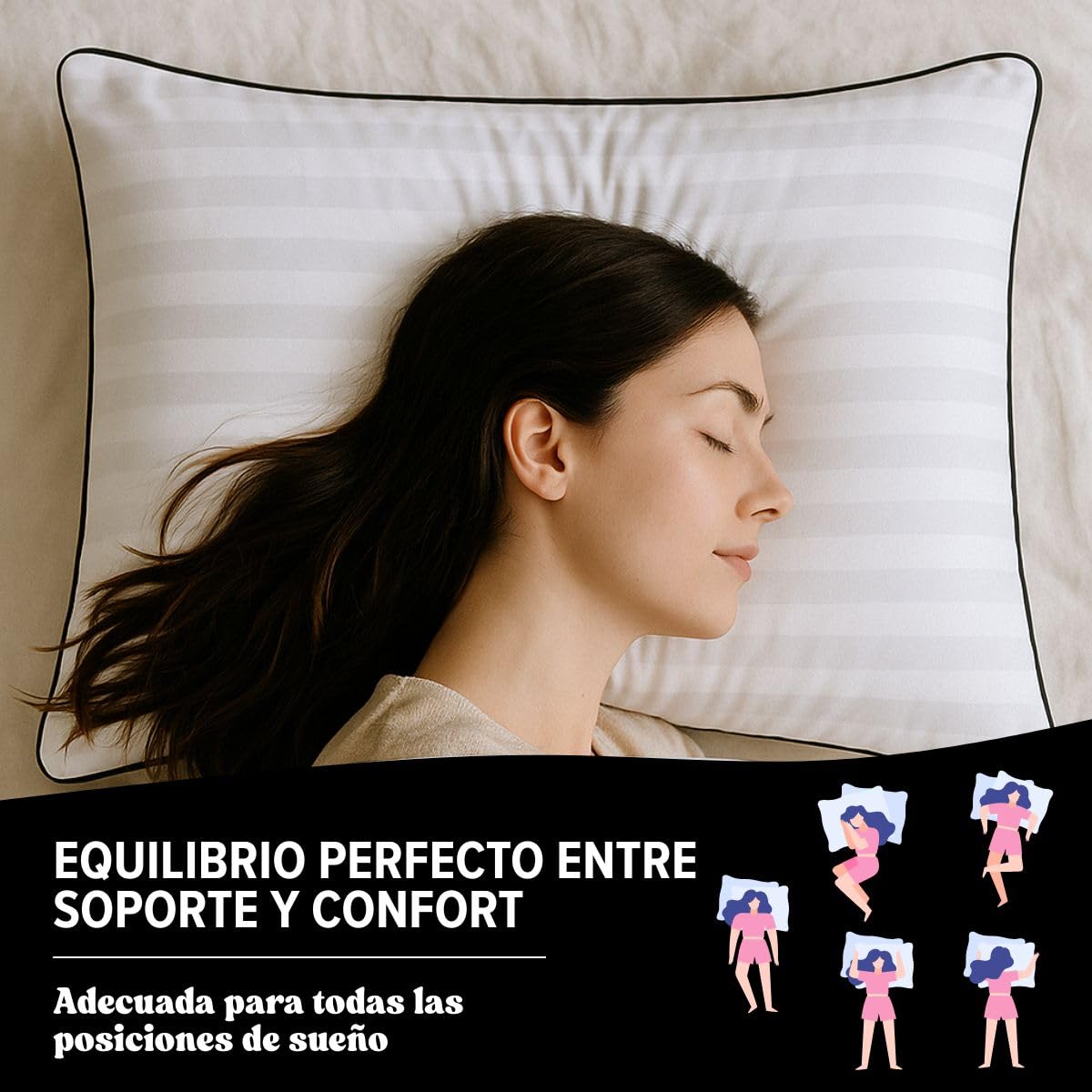 DREAMWAY Almohada de 50 x 70 cm (juego de 2) – Calidad hotelera de lujo